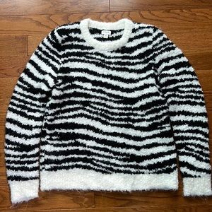 J Crew fuzzy zebra stripe sweater